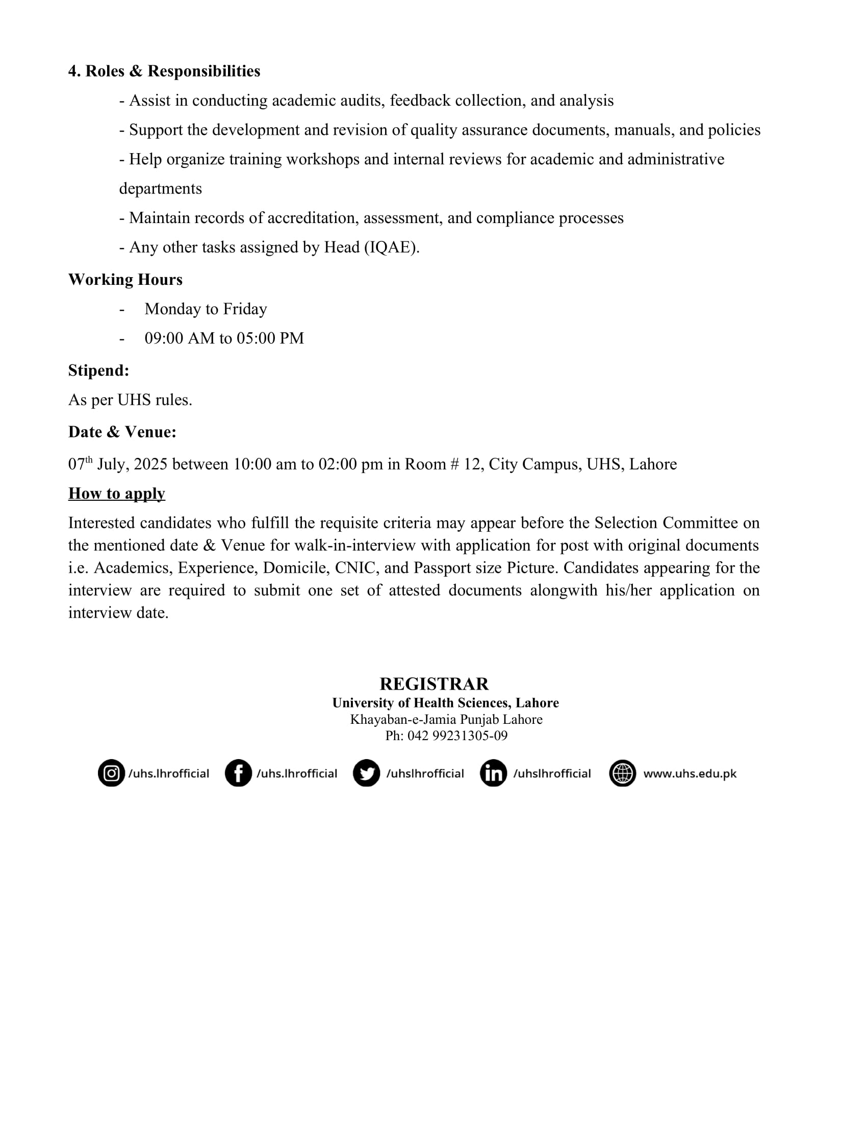 Medical Professionals Required